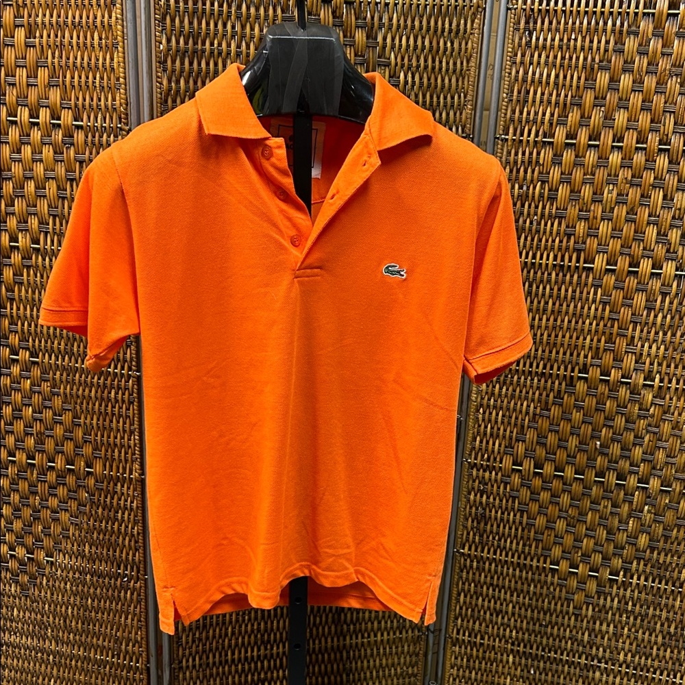 1641 Lacoste Men's Bright Orange Polo Shirt Size Medium